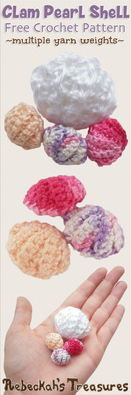 Clam Pearl Shell | FREE crochet pattern by @beckastreasures | Are collecting seashells a favourite pastime? Crochet this delightful Clam Pearl Shell! Visit www.rebeckahstreasures.com #seashell #crochet #pearlshell #clamshell #shell #oystershell