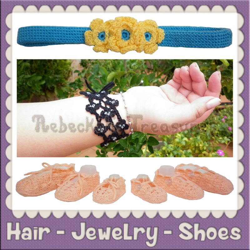 Hair - Jewelry - Shoe Crochet Patterns by @beckastreasures