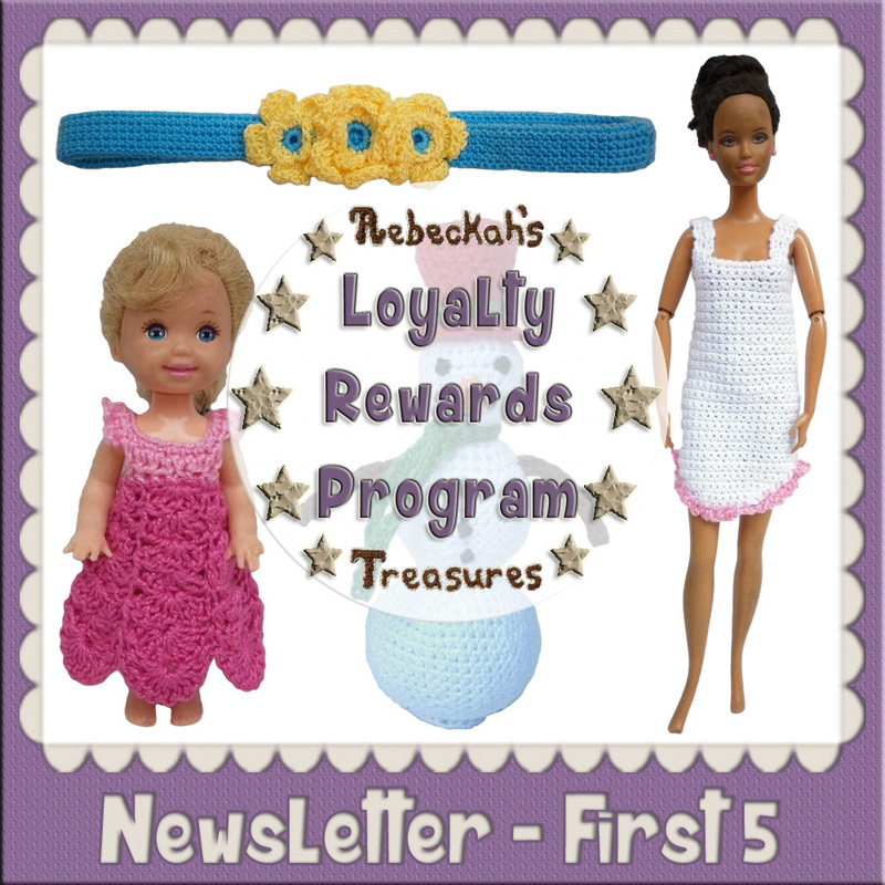 Loyalty Newsletter - First 5 Code Crochet Patterns by @beckastreasures