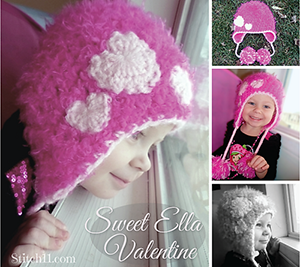 Sweet Ella Valentine by @stitch11_corina | via I Heart Hats - A LOVE Round Up by @beckastreasures | #crochet #pattern #hearts #kisses #valentines #love