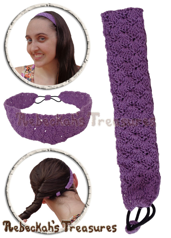 Lavender Collage | Adjustable Shells Headband by @beckastreasures | Limited Time Free Crochet Pattern for A Designer's Potpourri Year-Long CAL with @countrywillow12, @crochetmemories, @Sherrys2boyz & @ArtofaDG | #headband #crochet #pattern #shells #holidaygift #stashbuster | Join today!