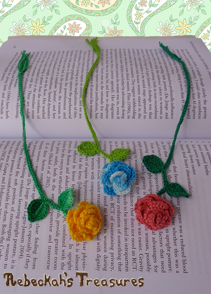 Ring Around the Rosy Bookmark | Premium Crochet Pattern by @beckastreasures with FREE video tutorials! | #rose #bookmark #crochet #pattern #tutorial #rosebud