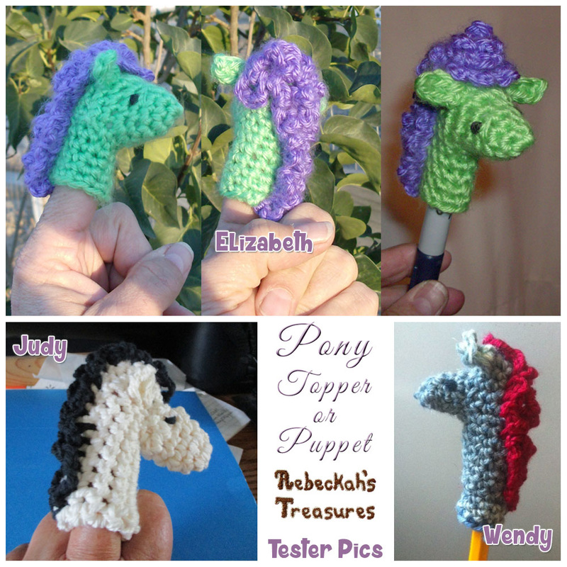 Pony Pencil Topper / Finger Puppet | FREE crochet pattern via @beckastreasures | Tester pics by Elizabeth M., Judy E. & Wendy B.