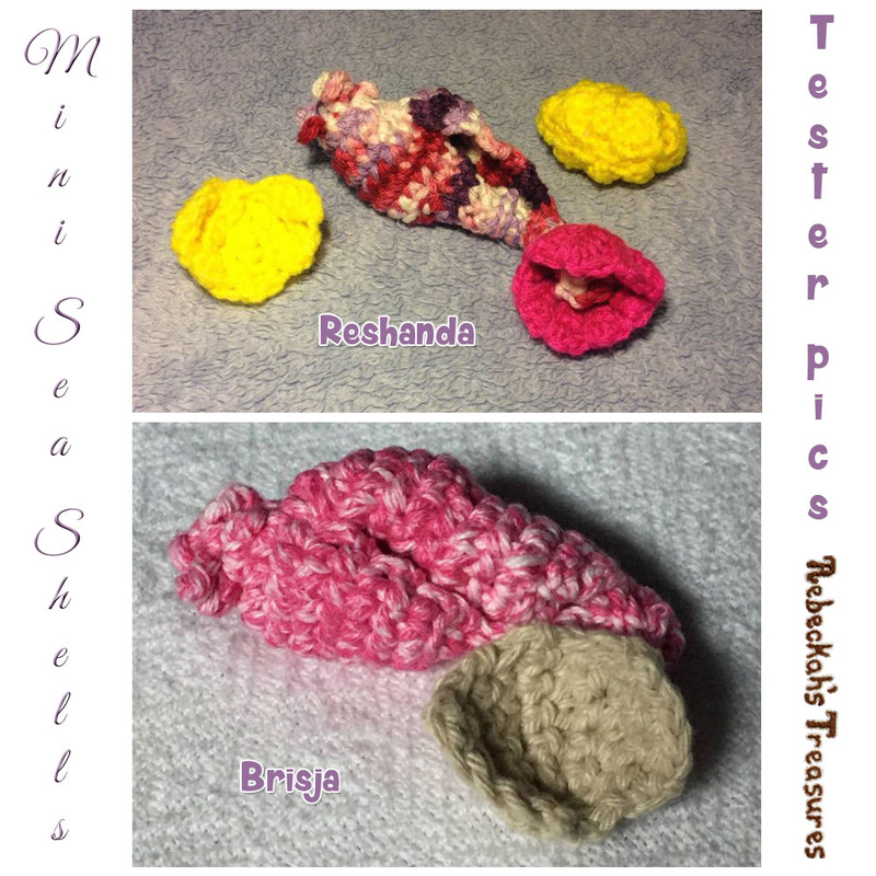 Mini Sea Shells | FREE crochet patterns by @beckastreasures | Tester pics by Brisja R. & Reshanda P.