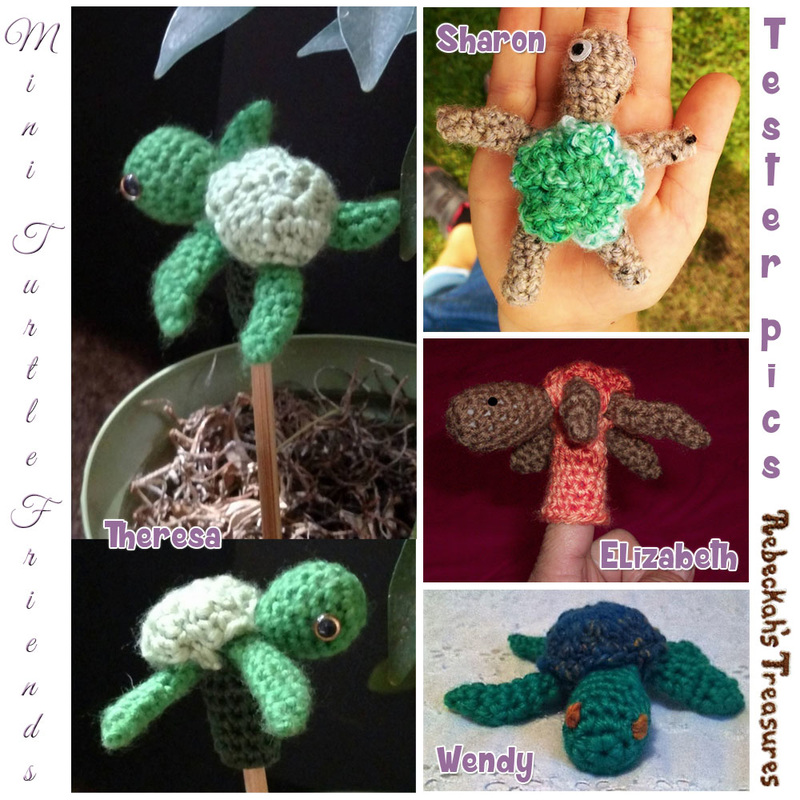 Mini Turtle Friends | FREE crochet patterns by @beckastreasures | Tester pics by Elizabeth M., Sharon E., Theresa P. & Wendy B.