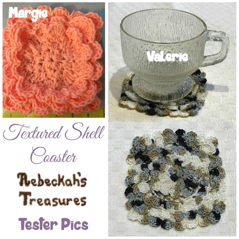 Textured Shell Coaster | Free Crochet Pattern by @beckastreasures via @crochetmemories | #crochet | Tester Pictures by Margie & Valerie.