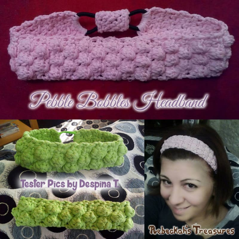 Pebble Bobbles Headband | Crochet Pattern by @beckastreasures | Tester Pictures by Despina