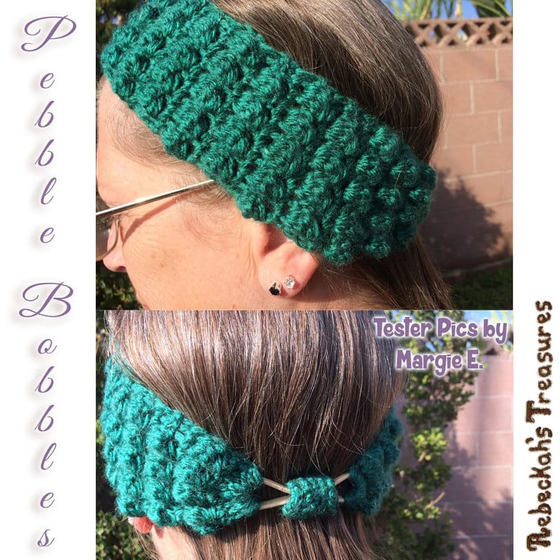 Pebble Bobbles Headband | Crochet Pattern by @beckastreasures | Tester Pictures by Margie
