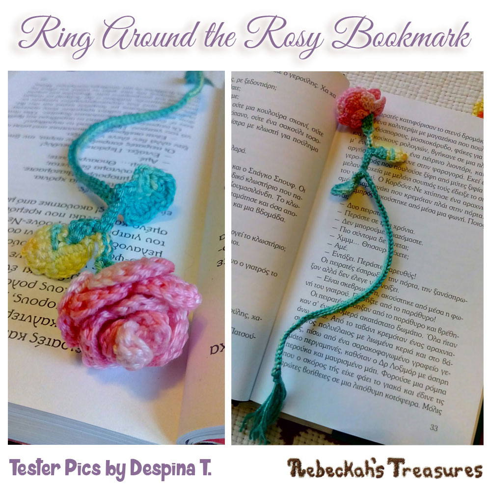 Ring Around the Rosy Bookmark | Crochet Pattern by @beckastreasures | Tester Pictures by Despina