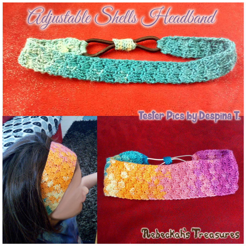 Adjustable Shells Headband | Crochet Pattern by @beckastreasures | Tester Pictures by Despina
