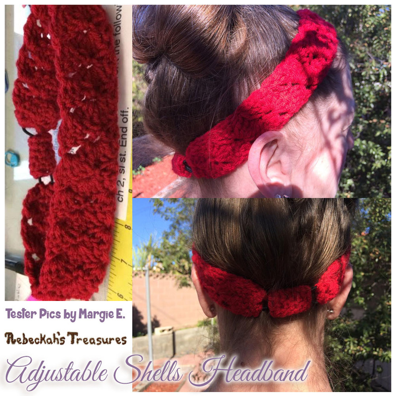 Adjustable Shells Headband | Crochet Pattern by @beckastreasures | Tester Pictures by Margie