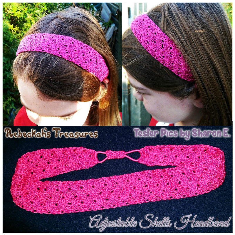 Adjustable Shells Headband | Crochet Pattern by @beckastreasures | Tester Pictures by Sharon