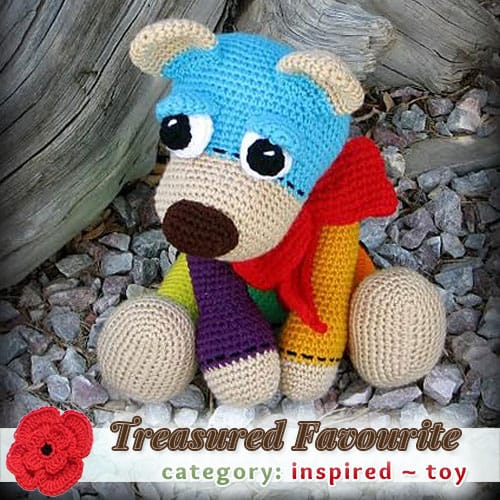 Aubry the Autism Awareness Bear | Treasured TOY Favourite (less than 100 votes) at @beckastreasures | Fall into Christmas Crochet Contest 2016 (October 30th - December 21st)