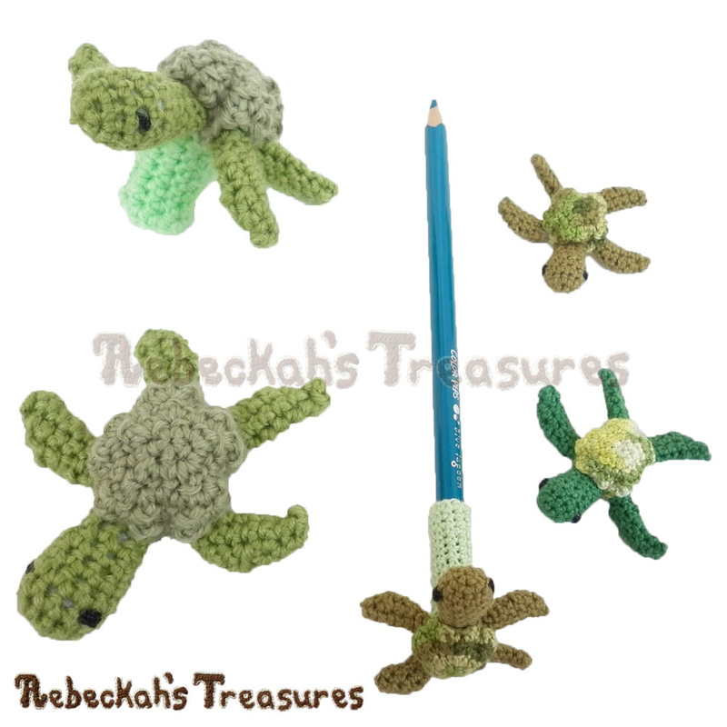 Turtles, turtles, turtles! | Preview of Mini Turtle Friends via @beckastreasures | Free patterns you'll love crocheting as last-minute gifts, party favours, halloween treats and stocking stuffers! #freecrochet #turtles #crochet #amigurumi #penciltopper #fingerpuppet