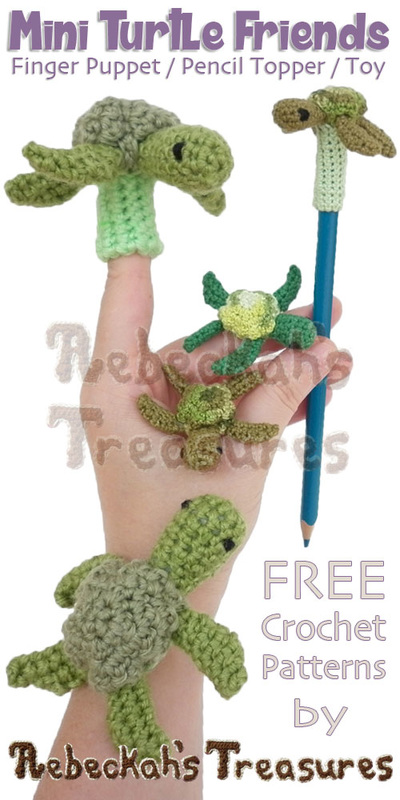 Mini Turtle Friends via @beckastreasures | Free patterns you'll love crocheting as last-minute gifts, party favours, halloween treats and stocking stuffers! #freecrochet #turtles #crochet #amigurumi #penciltopper #fingerpuppet